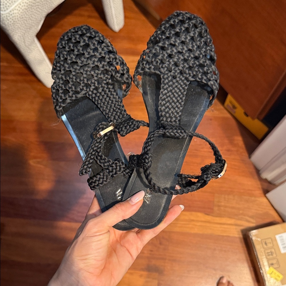 Elegant Black Braided Sandals